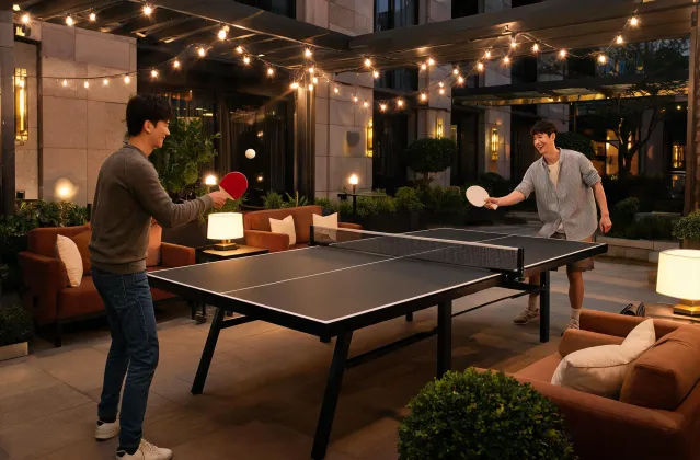 Hotel game room ping pong table